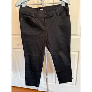 Cache Black Stretch Crop Pants Ankle Zip‎ Detail Women's Size 10